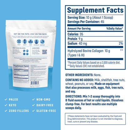 NativePath Collagen Peptides Protein – Hydrolyzed Type 1 & 3 Collagen Powder for Skin, Hair & Nails – 15.9 oz (45 Servings)
