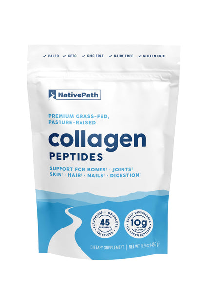 NativePath Collagen Peptides Protein – Hydrolyzed Type 1 & 3 Collagen Powder for Skin, Hair & Nails – 15.9 oz (45 Servings)