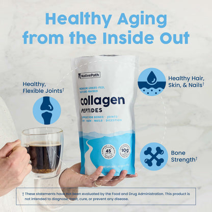 NativePath Collagen Peptides Protein – Hydrolyzed Type 1 & 3 Collagen Powder for Skin, Hair & Nails – 15.9 oz (45 Servings)