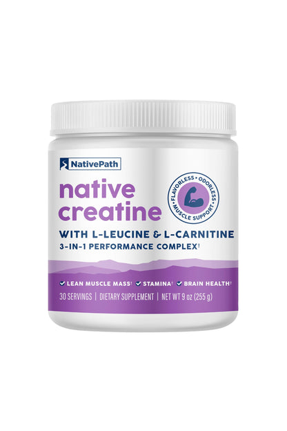 NativePath Creatine Monohydrate Powder with L-Leucine & L-Carnitine — 30 Servings
