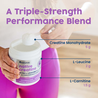 NativePath Creatine Monohydrate Powder with L-Leucine & L-Carnitine — 30 Servings