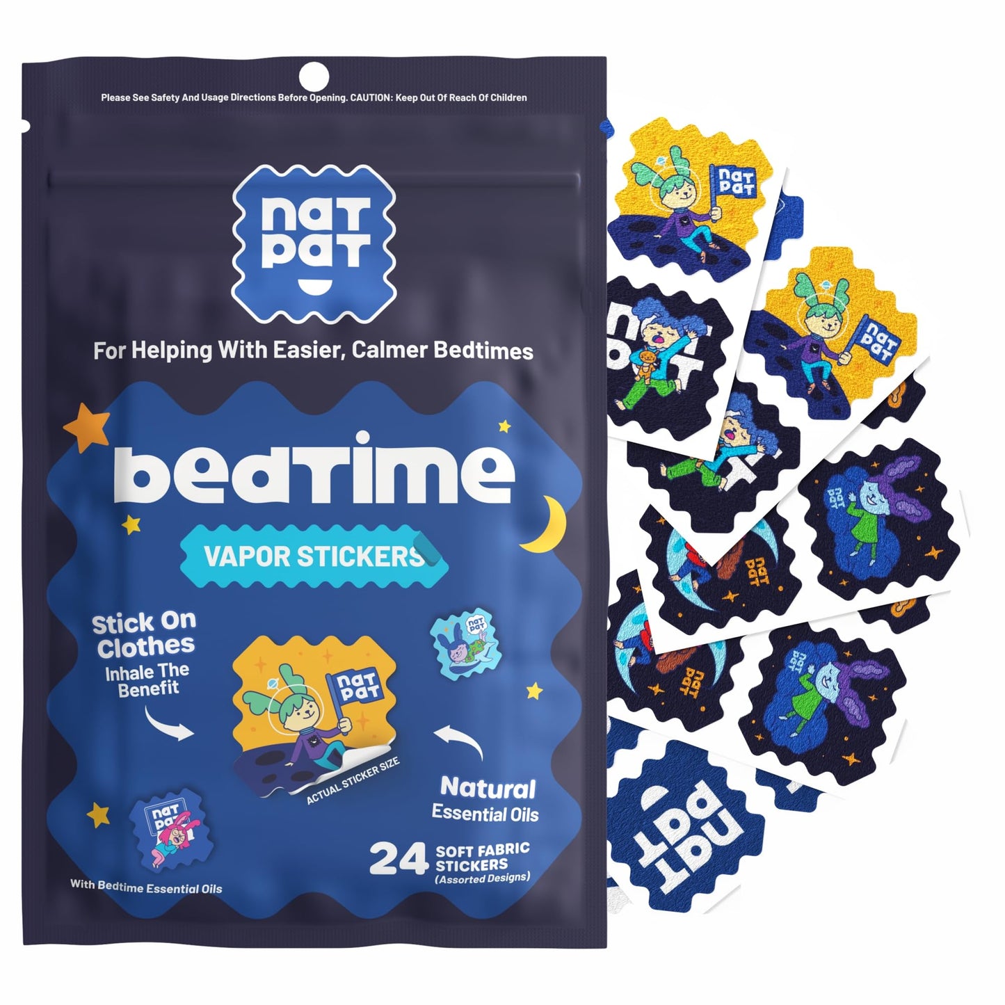 NATPAT Sleepy Patch Bed Time Stickers for Kids – Non-Toxic, Melatonin-Free (24 Pack)