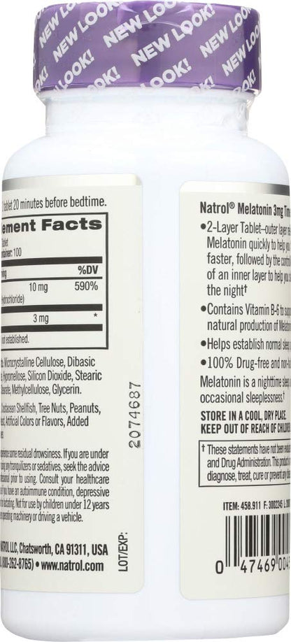 Natrol Melatonin 3 mg Time Release Sleep Tablets, Vitamin B6 — 4-Pack (100 ea)