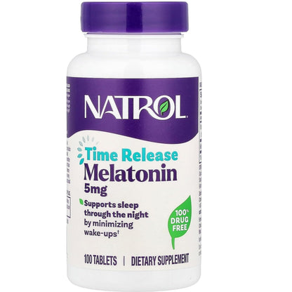 Natrol Melatonin Time Release 5mg Tablets 100 ea (Pack of 4) - Sleep Aid