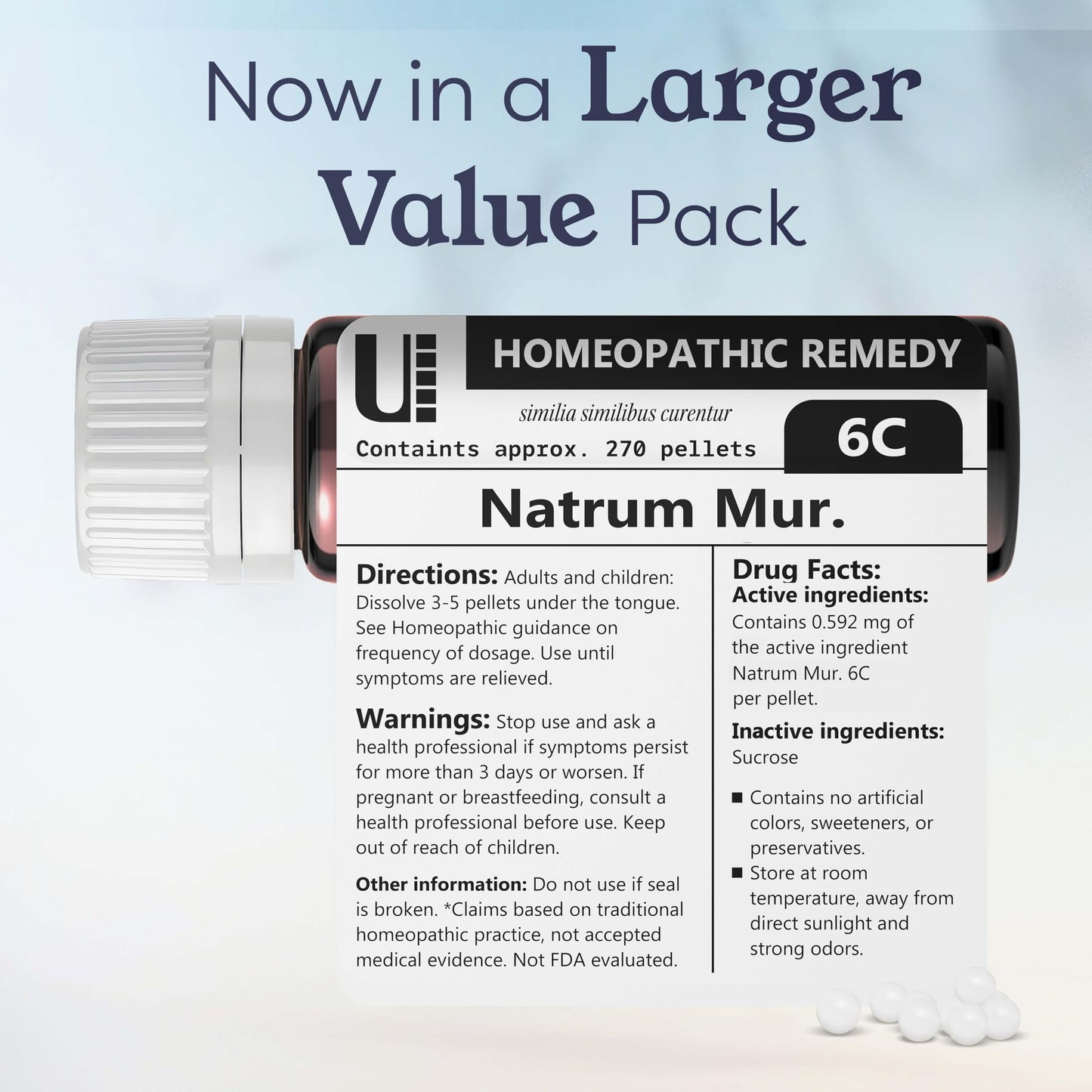 Natrum Muriaticum 6C Homeopathic Remedy, 270 Pellets – Lactose-Free