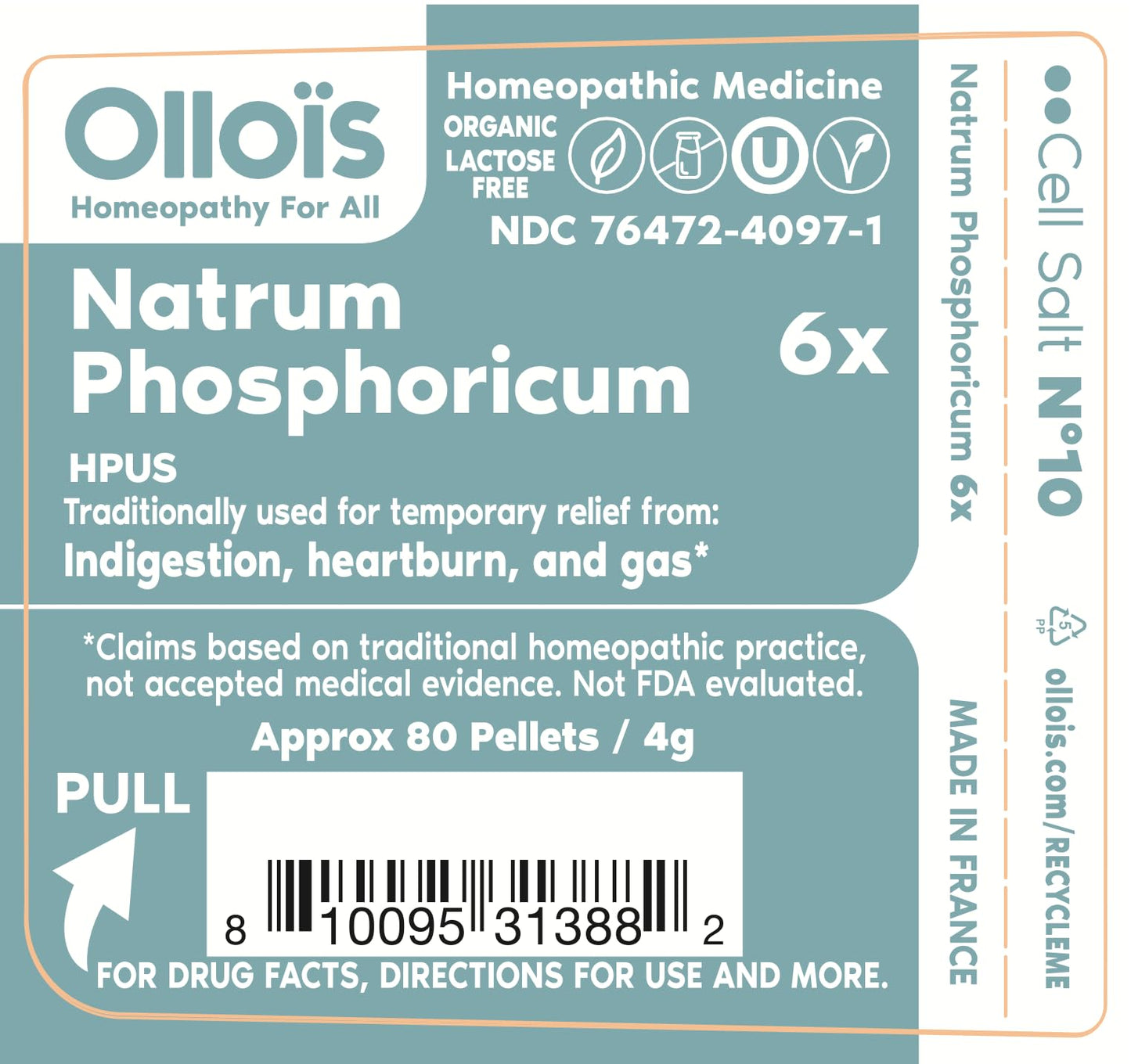 Natrum Phosphoricum 6X OLLOIS Organic &amp; Vegan Cell Salt #10 Pack of 3