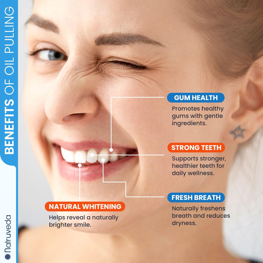 Natruveda Coconut Oil Pulling Mouthwash – Natural Whitening Ayurvedic Rinse | Fresh Mint Blend | Coconut Oil Pulling for Teeth & Gums | Whyte Oil Pulling | 10 oz