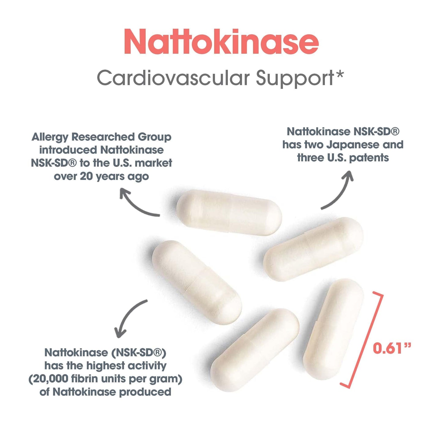 Allergy Research Group Nattokinase 50mg NSK-SD 1000 FU | Cardiovascular Support | 300 Count