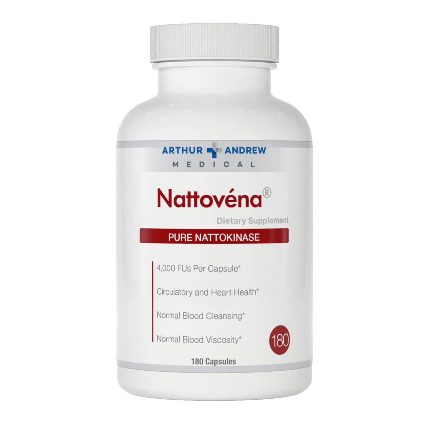 Nattovena Nattokinase – Arthur Andrew Medical, Double Strength 4,000 FU (180 caps)