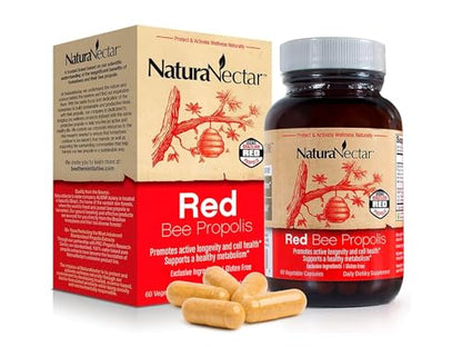 NaturaNectar Red Bee Propolis Capsules – NSF Certified, Gluten-Free (60pcs)