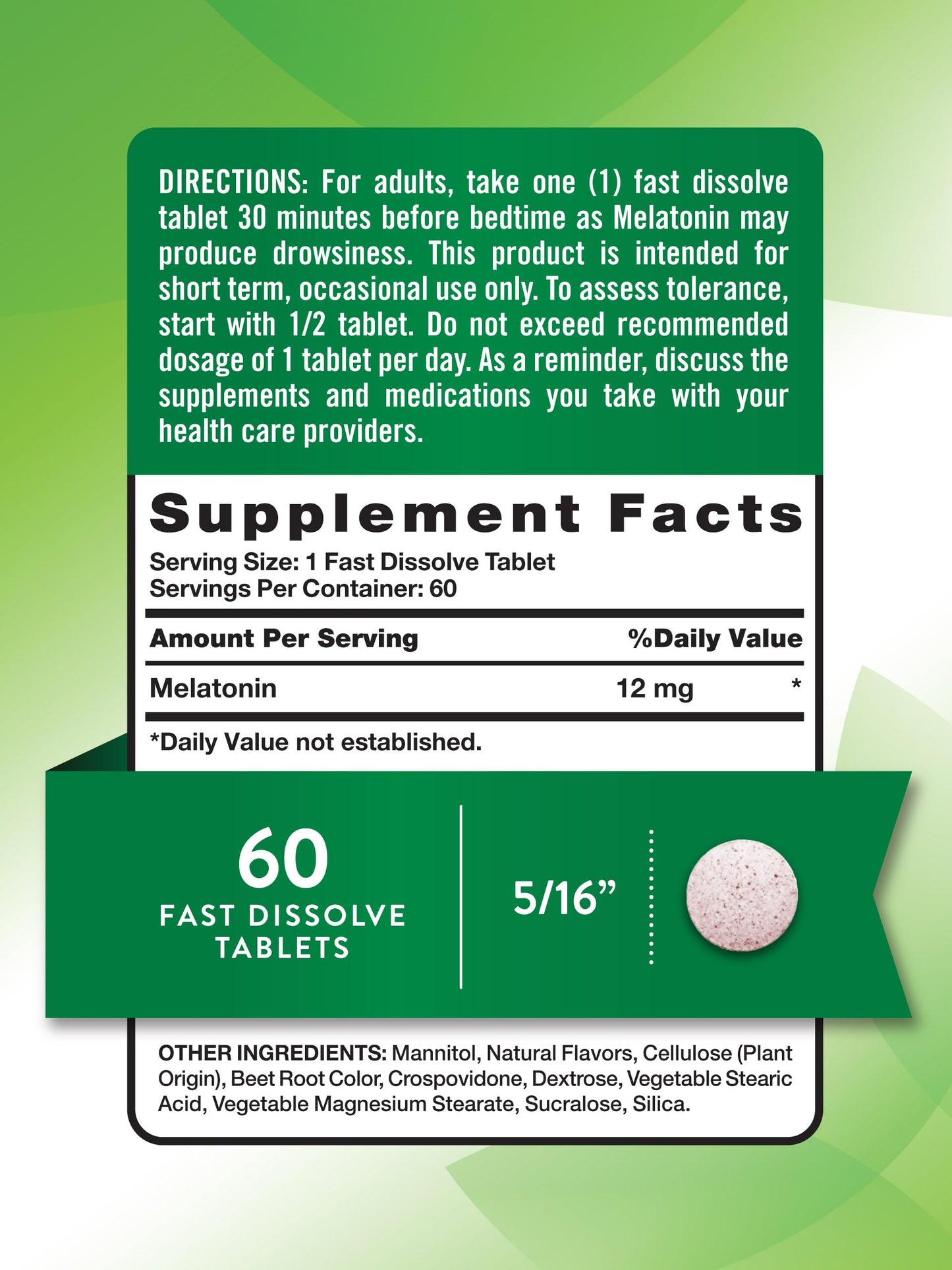 Nature's Truth Melatonin 12mg | 60 Fast Dissolve Tablets | Natural Berry Flavor | Vegan, Non-GMO & Gluten Free Supplement