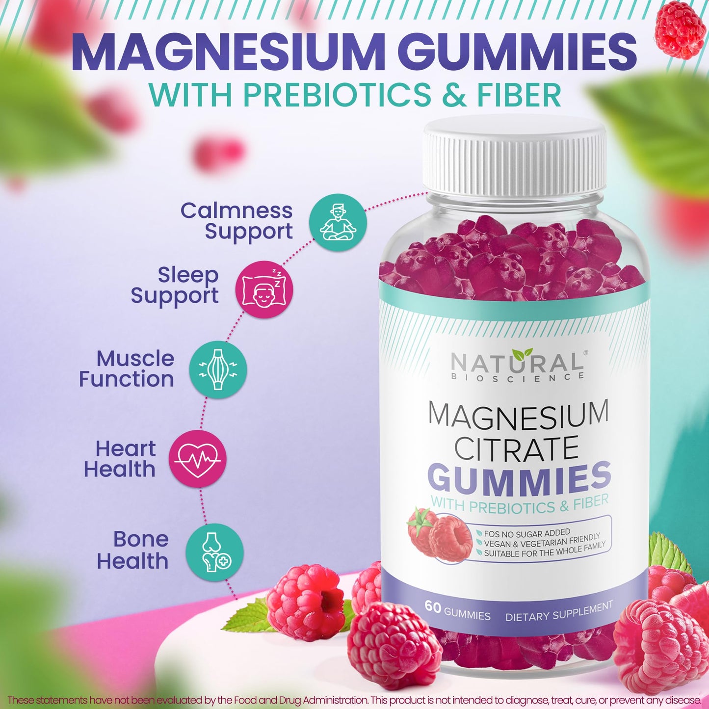 Natural BioScience Sugar Free Magnesium Gummies – Calming Anti-Stress & Sleep Support