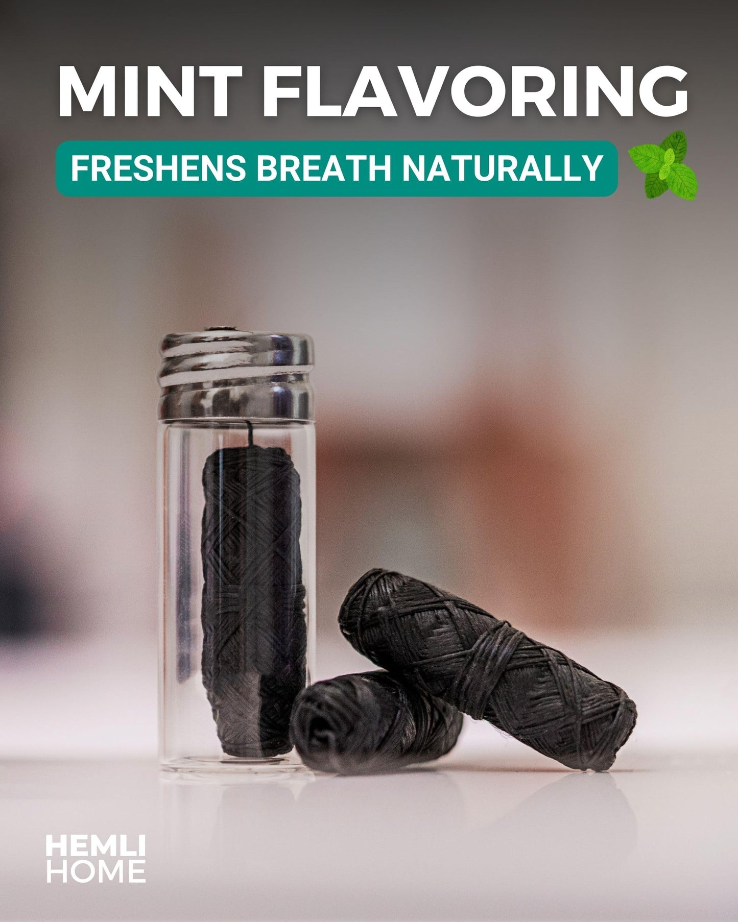 Natural Charcoal Bamboo Dental Floss, 3-Pack - Organic, Eco, Pfas Free - Reusable Natural Floss