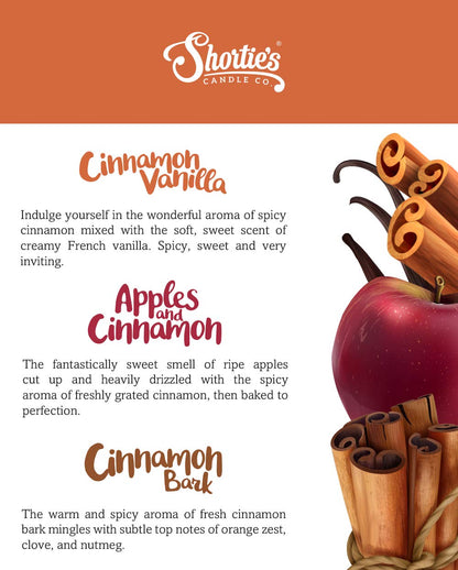 Natural Cinnamon Spice Soy Wax Melts Variety Pack - 3x3oz Bars | Apples & Cinnamon, Cinnamon Bark, Cinnamon Vanilla | Phthalate Free, Vegan