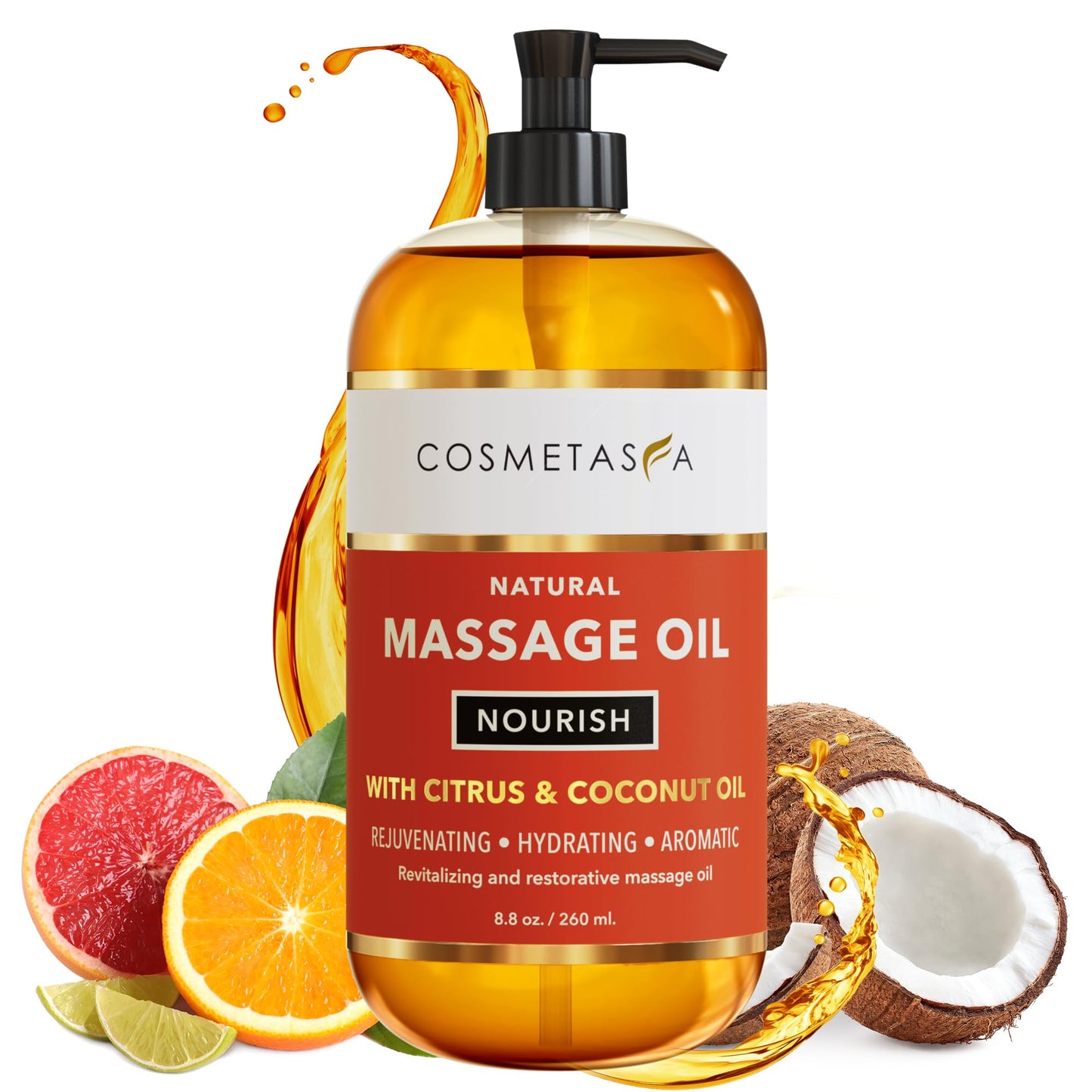 Natural Citrus & Coconut Massage Oil – Smooth Glide, Non-Greasy Hydration