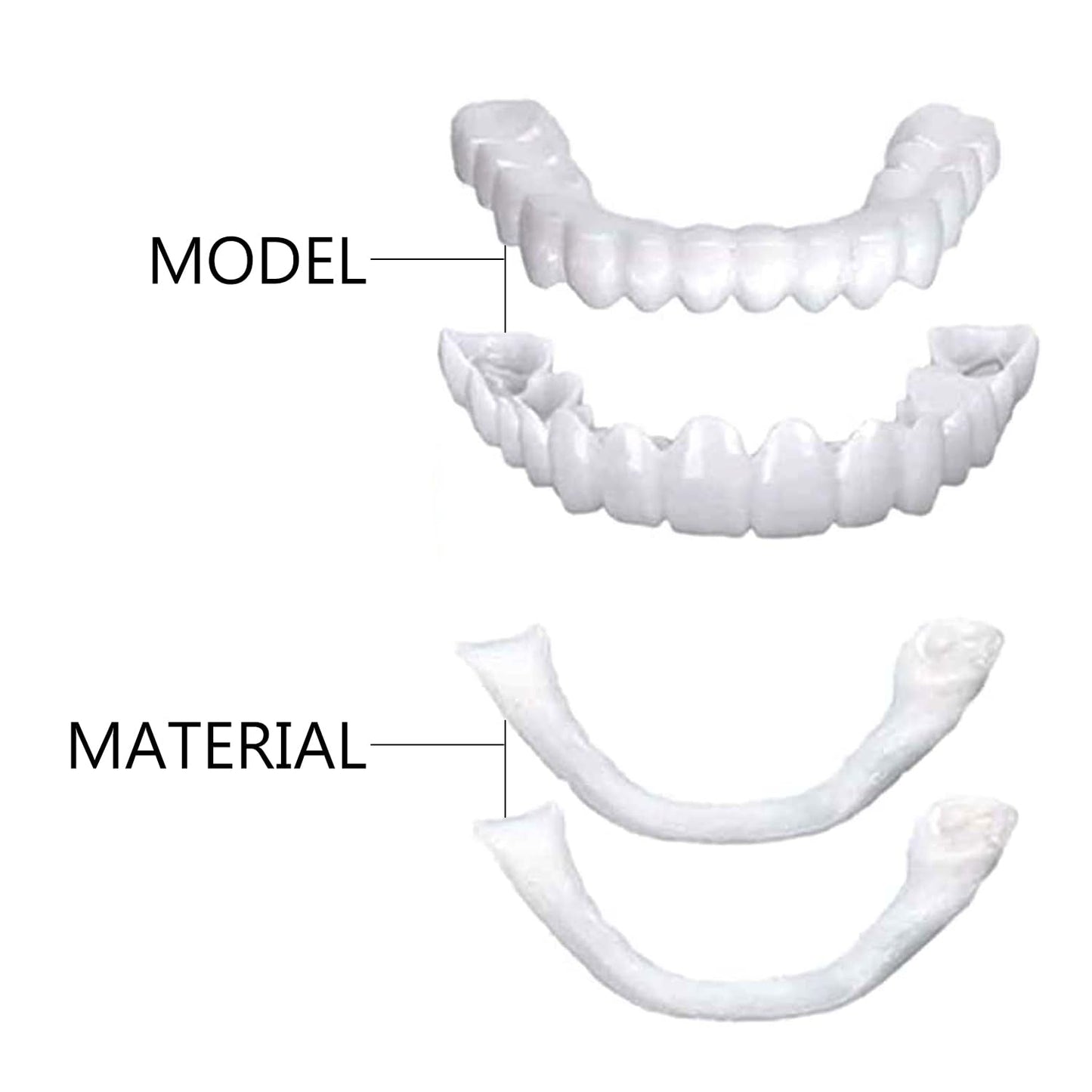 2 Pairs Temporarily Adjustable Smile Aligners – Natural & Comfortable for Men & Women (White)