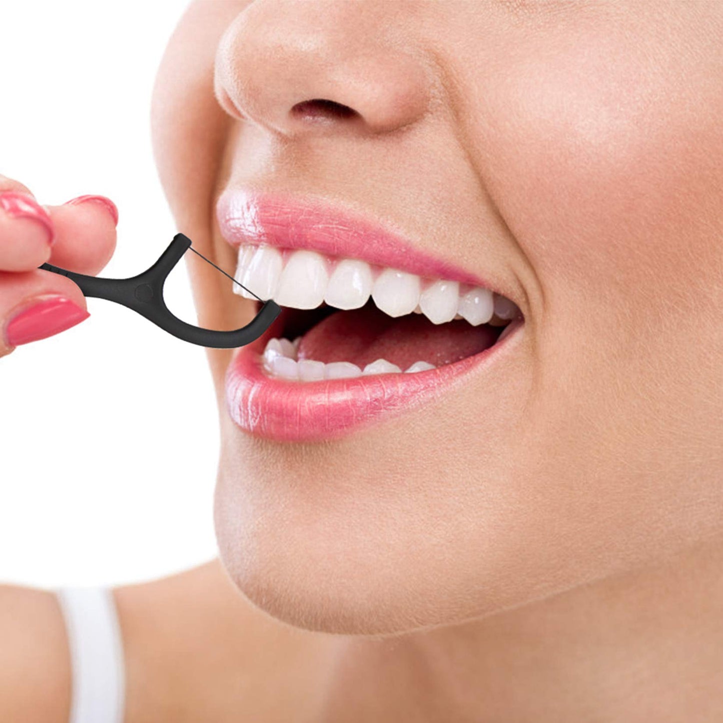 Natural Dental Floss Picks - High-Toughness Bamboo Charcoal (200 Count) - Vegan, Eco-Friendly
