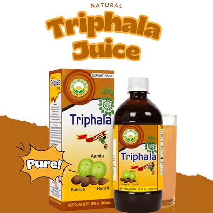 BASIC AYURVEDA Triphala Juice – 16.23 Fl Oz (480 ml) | Digestive Support, Detox & Gut Health | No Added Sugar
