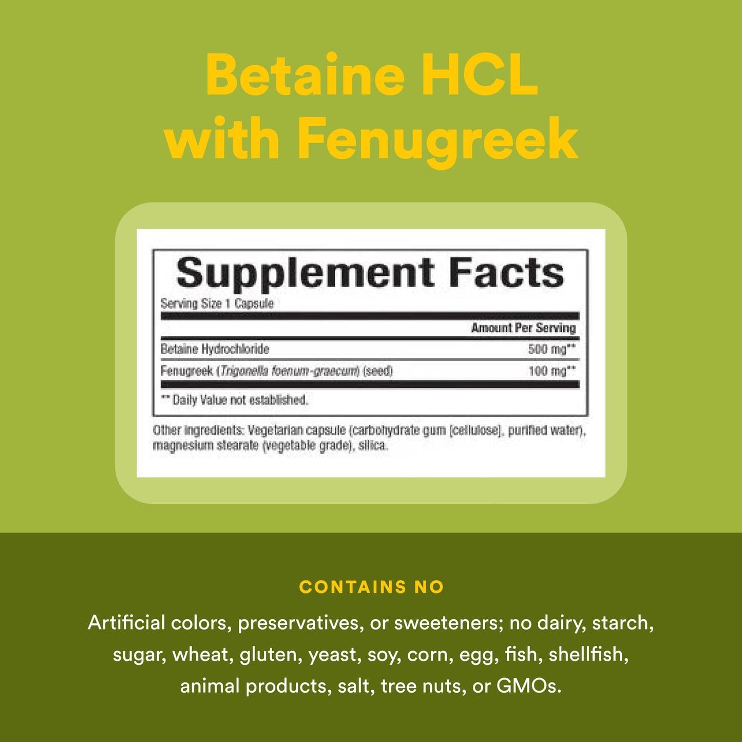 Natural Factors Betaine HCl 500 mg — Supports Digestion & Healthy Microbiome, 90 Capsules
