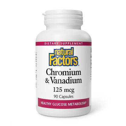 Natural Factors Chromium & Vanadium 125 mcg – Supports Healthy Metabolism – 90 Caps