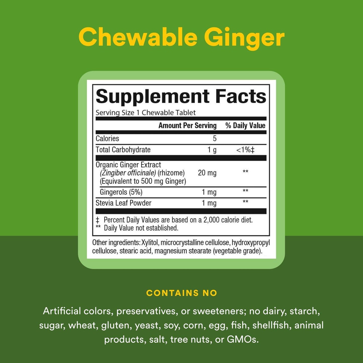 Natural Factors Chewable Ginger 500 mg, 90 Count | Digestive Support