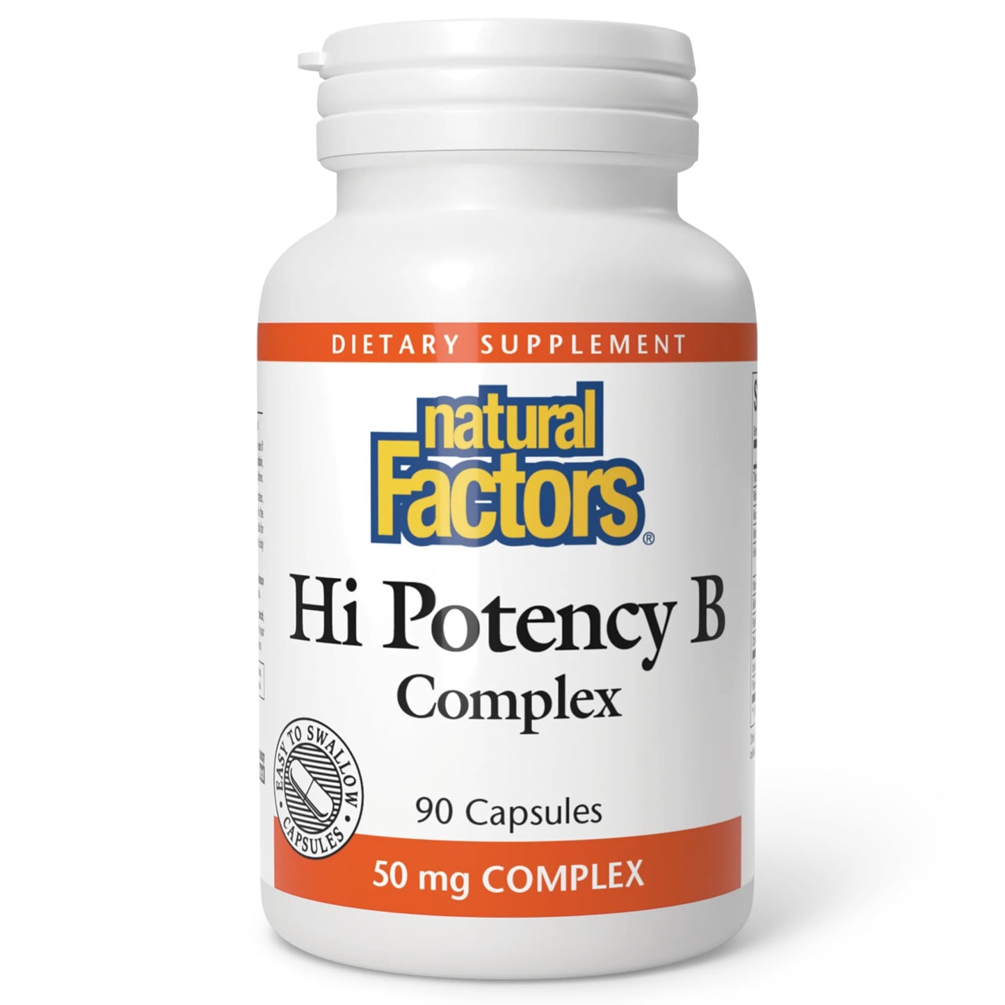 Natural Factors Hi Potency B Complex 50 mg - 90 Capsules | B Vitamins with Choline & Inositol