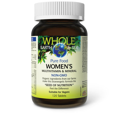 Natural Factors Whole Earth & Sea Women's Multivitamin & Mineral – Vegan, 120 Tablets