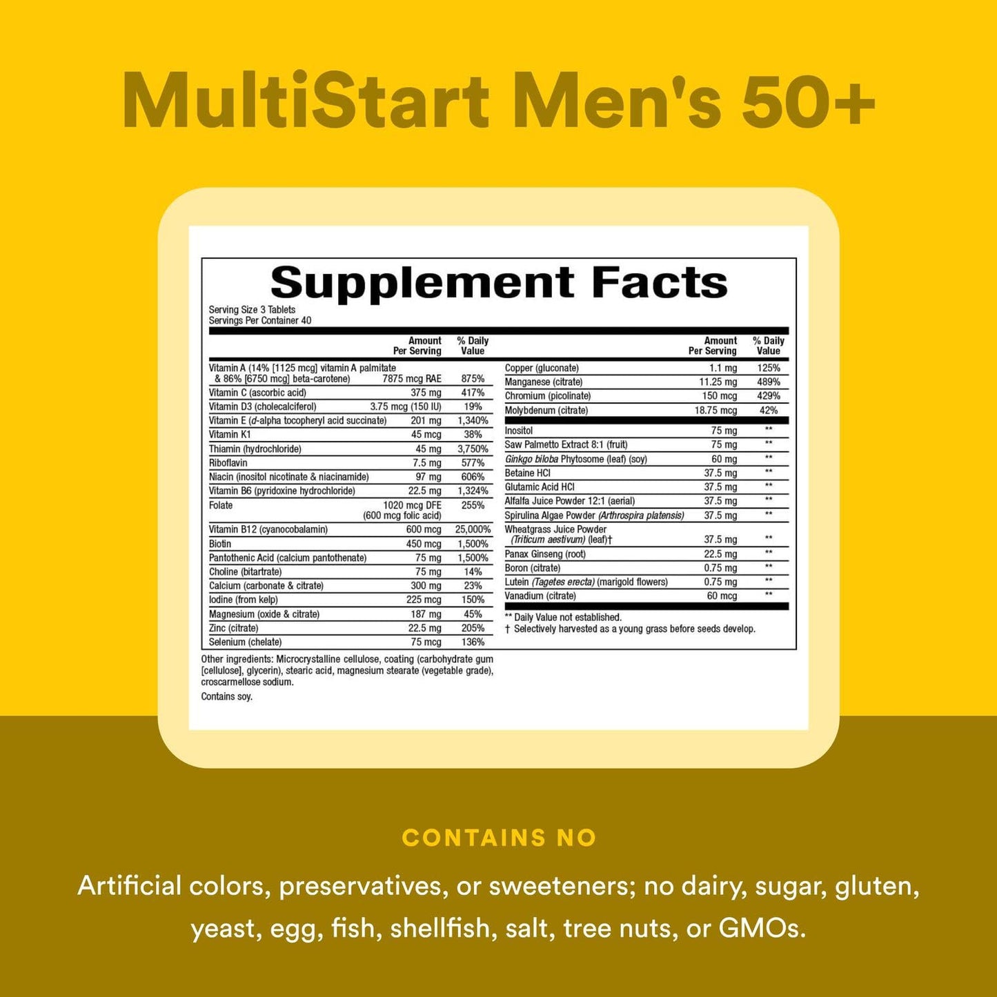 Natural Factors Men's 50+ MultiStart Daily Multivitamin – Immune & Prostate Health