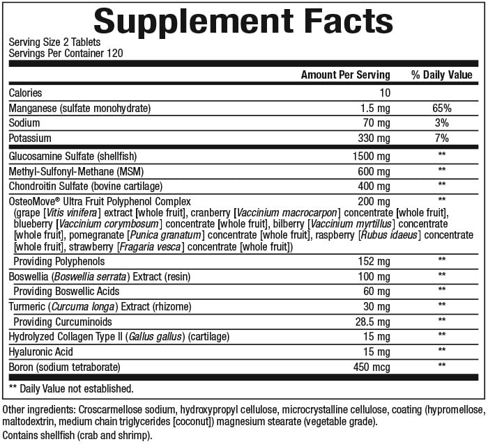 Natural Factors OsteoMove Joint Care - Extra Strength Joint Support, Non-GMO, 240 Tablets