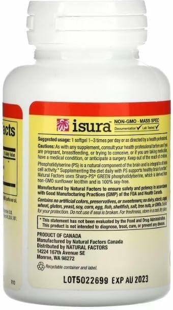 Natural Factors Phosphatidylserine — Supports Memory, Focus & Brain Health | 30 Softgels | Soy & Gluten Free