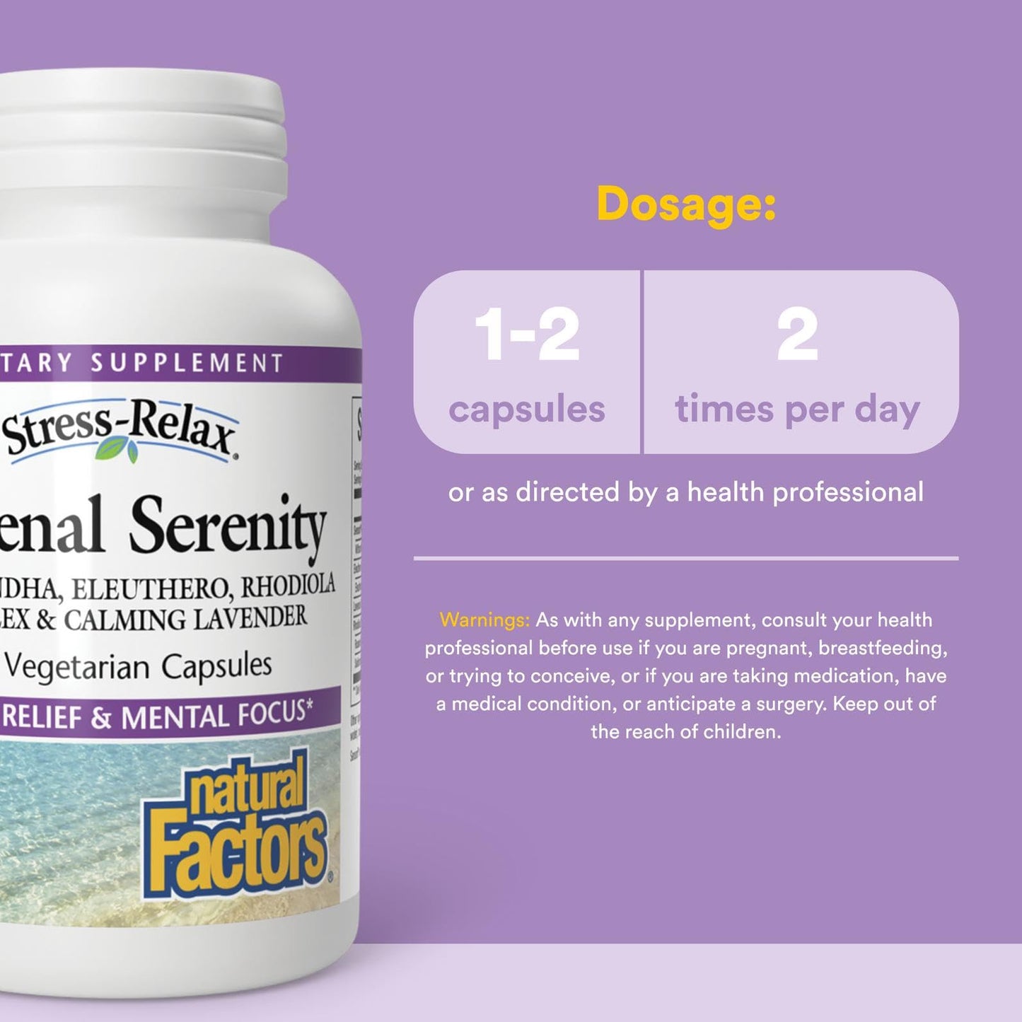 Natural Factors STRESS-RELAX Adrenal Serenity, 60 Capsules – Herbal Stress Support