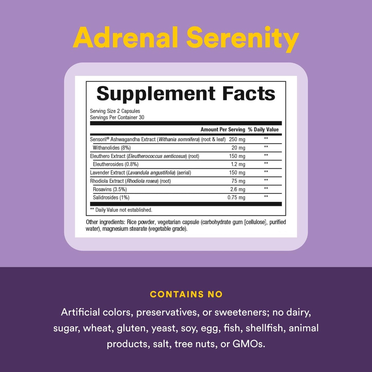 Natural Factors STRESS-RELAX Adrenal Serenity, 60 Capsules – Herbal Stress Support
