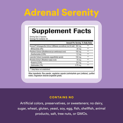 Natural Factors STRESS-RELAX Adrenal Serenity, 60 Capsules – Herbal Stress Support