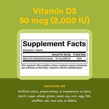 Natural Factors Vegan Vitamin D3 2000 IU – Bone & Immune Health – 90 Capsules
