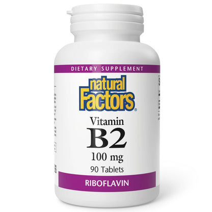 Natural Factors Vitamin B2 Riboflavin 100mg – Energy & Metabolism Support, 90 Tablets