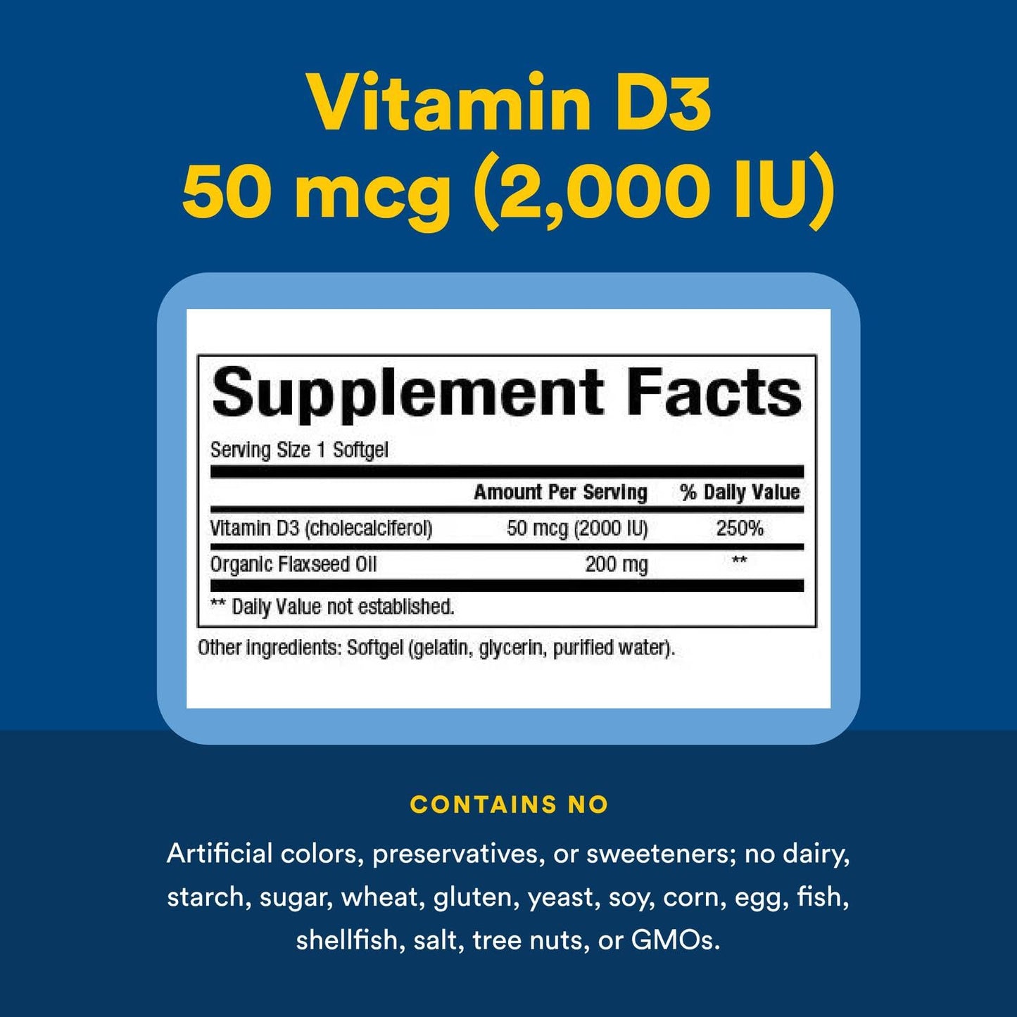 Natural Factors Vitamin D3 2000 IU - Supports Healthy Bones (240 Soft Gels)