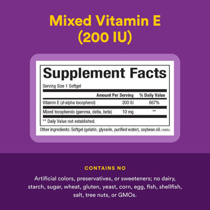 Natural Factors Vitamin E 200 IU Softgels – Antioxidant Support (90 Softgels)
