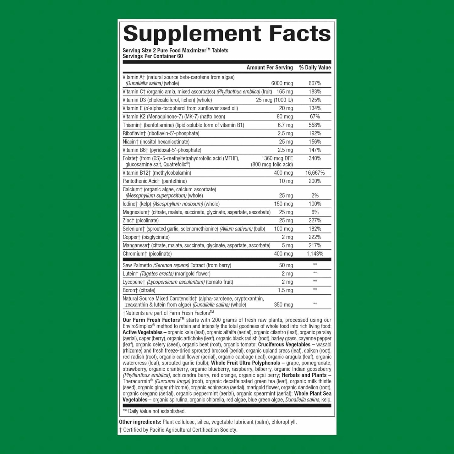 Natural Factors Whole Earth & Sea Men's 50+ Multivitamin & Mineral – Brain Health & Immune Support, Vegan, 120 Tablets