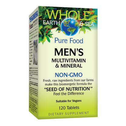 Natural Factors Whole Earth & Sea Men's Multivitamin & Mineral, 120 Tablets | Nutrition Equivalent to ½ lb Veggies