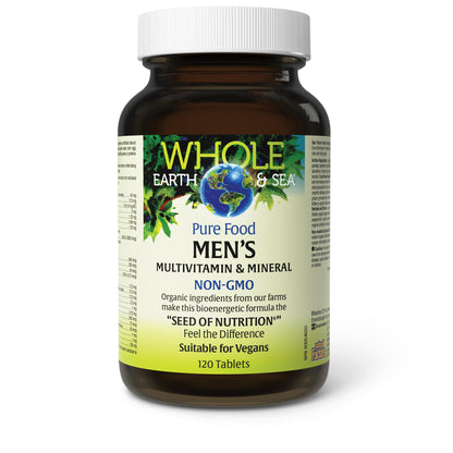 Natural Factors Whole Earth & Sea Men's Multivitamin & Mineral, 120 Tablets | Nutrition Equivalent to ½ lb Veggies