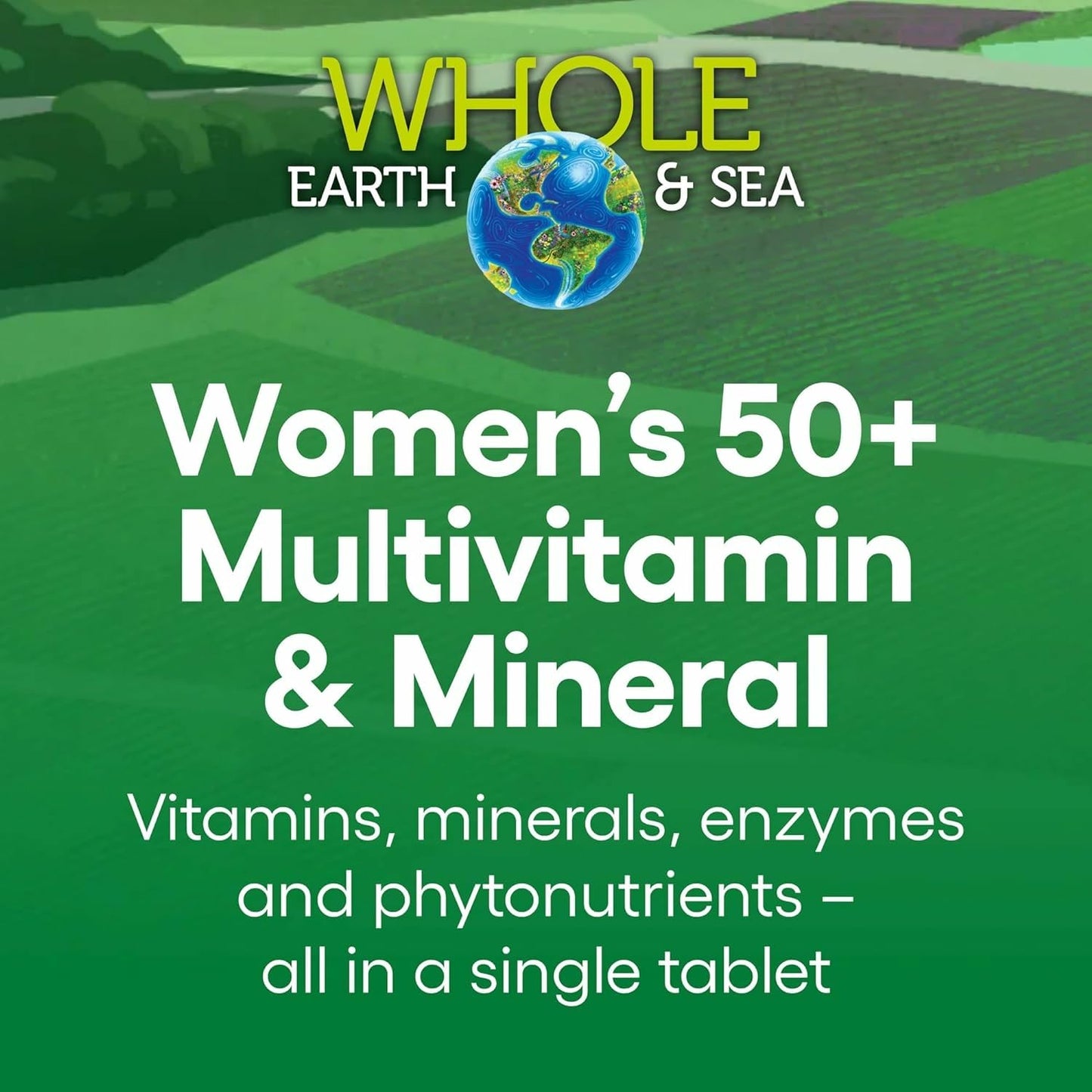 Natural Factors Whole Earth & Sea Women's 50+ Multivitamin & Mineral – Daily Bone & Brain Support (120 Tablets, 60 Servings)