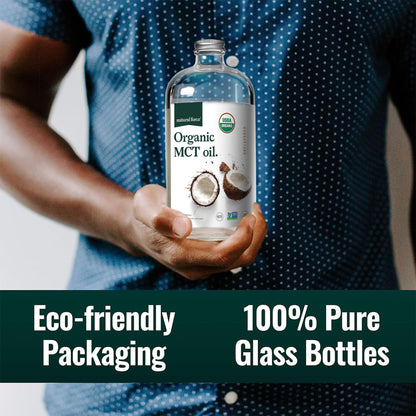 Natural Force Organic MCT Oil – Pure Glass Bottle, 100% Virgin Coconut Oil, Keto, Paleo, Kosher & Vegan
