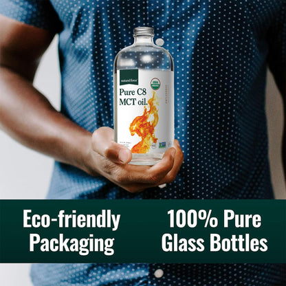 Natural Force Organic Pure C8 MCT Oil – 32 oz Glass Bottle | Keto, Paleo, Kosher, Vegan