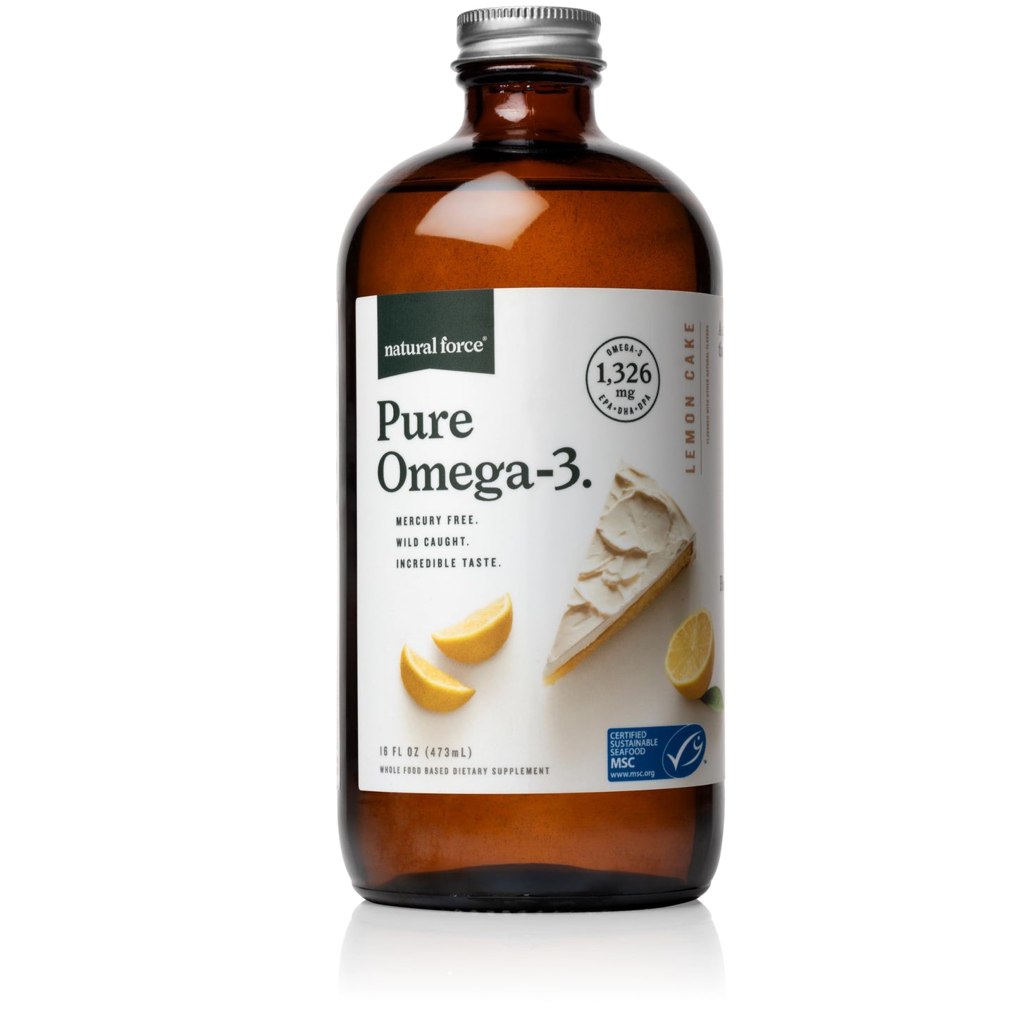 Natural Force Pure Omega-3 Lemon Liquid Fish Oil – 1,326 mg EPA/DHA/DPA, Mercury Free, Wild-Caught