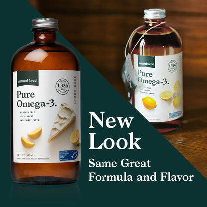 Natural Force Pure Omega-3 Lemon Liquid Fish Oil – 1,326 mg EPA/DHA/DPA, Mercury Free, Wild-Caught