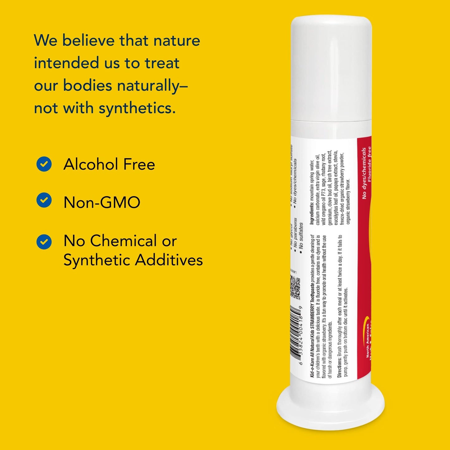 Kid-e-kare Strawberry Toothpaste - All-Natural, No Fluoride (3.4 oz)