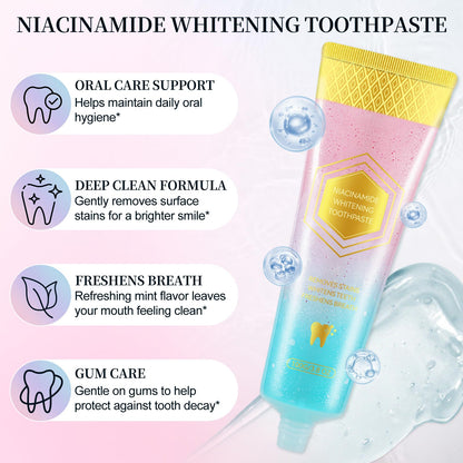 Niacinamide Whitening Toothpaste 2 Pack – Fluoride-Free, Enamel Repair & Fresh Breath