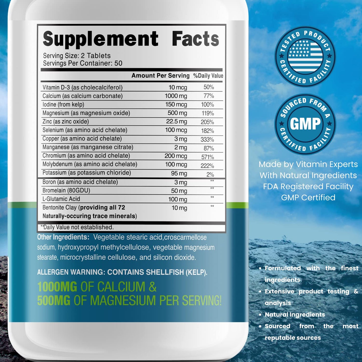 Grow Vitamin Trace Minerals Enhanced Complex – 100 Tablets, 70+ Minerals