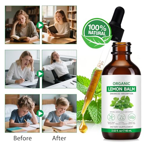Lemon Balm Extract - Alcohol-Free Tincture (590mg per dose) - Natural Organic Lemon Balm Liquid for Relaxation | 2.02 Fl Oz