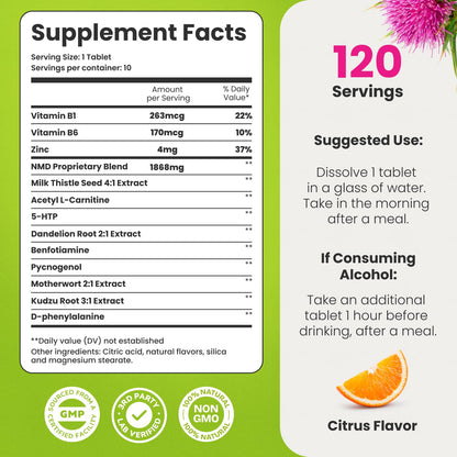 HealthBiotics NoMoreDrinks — Anti Alcohol Craving Supplement, Liver Detox & Energy Support (120 Capsules)